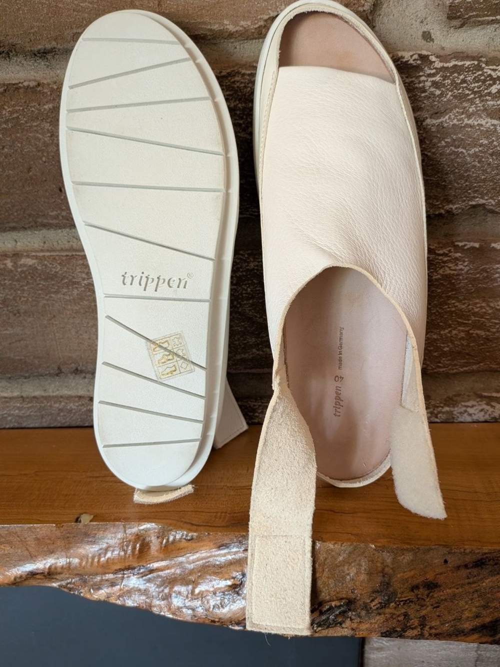 Trippen nyc Cream Open-Toe Leather Slide Mule